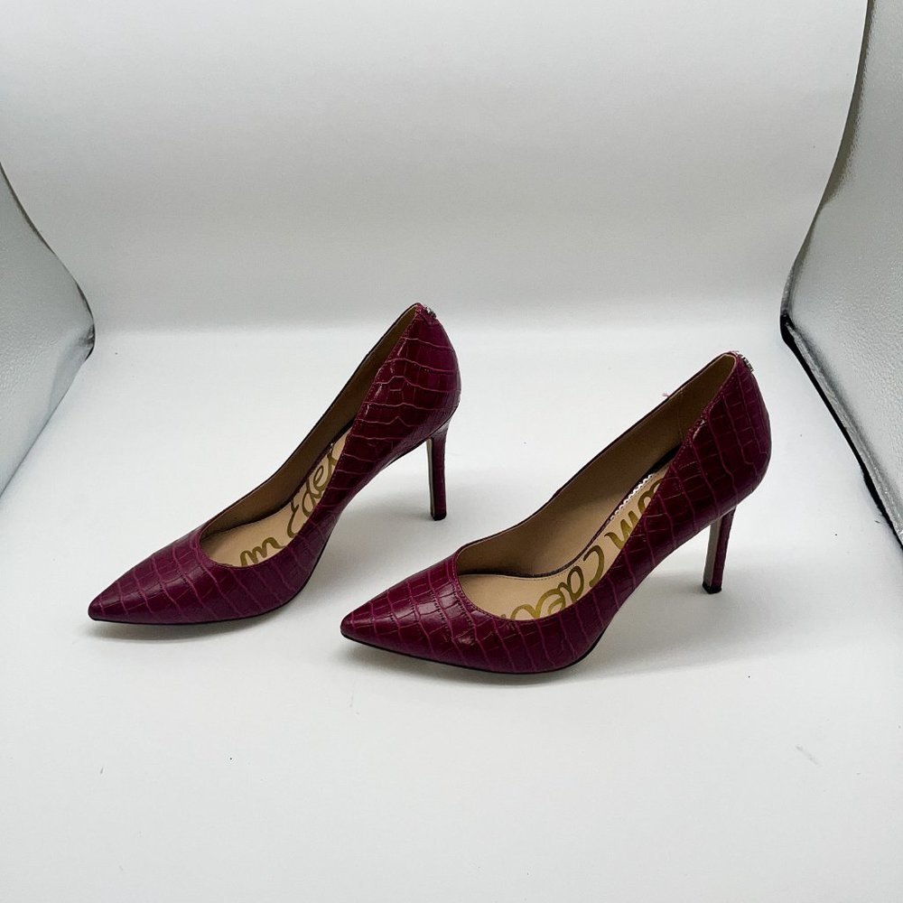 Sam Edelman Plum Snakeprint Pointed Toe Pumps Sz … - image 4